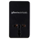 360 Electrical 2 Outlet Adapter 2.1A USB for US/China/Israel/UK/EU - Black