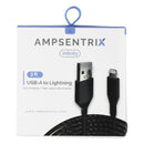 AmpSentrix Infinity (3-FT) USB-A to Lightning 8-Pin Charge/Sync Cable - Black