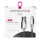 AmpSentrix Infinity (3-FT) USB-A to USB-C Charge/Sync Cable - Silver