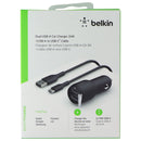 Belkin Dual USB Car Charger 24W + USB-C Cable - Black