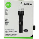 Belkin DuraTek Plus 4FT USB-A to USB-C Cable with Leather Strap - Black