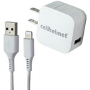 CellHelmet Wall Charger (2.4A / 12W) and USB-A to 8-Pin Lightning (3-Ft) - White