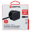 Griffin PowerBlock USB-C MAINS Charger 4FT - Black/Gray (Australian Plug)