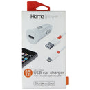 iHome Power 12W USB Car Charger with 5Ft Lightning 8-Pin Cable - White / Orange