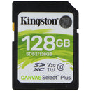 Kingston 128GB Canvas Select Plus SDXC Card - Class 10 UHS-I U3 V30 (100MB/s)