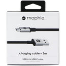Mophie Braided USB-A to USB-C Charging Cable - 3-Meter (9.9-Foot) - Black/Silver