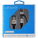 mWorks! mPower! 2-in-1 Micro USB Cable & Lightning Adapter - Black / Silver