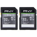 PNY 32GB Elite SDHC Flash Memory Card - Class 10 U1 V10 (100MB/s) - 2 Pack