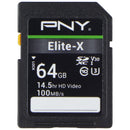 PNY 64GB Elite-X SDXC Flash Memory Card - Class 10 USH-I U3 V30 (100MB/s)