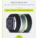 PureGear 3 Pack Nylon & Velcro Watch Band Set for Apple Watch (42/44/45/49mm)