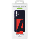 Samsung Silicone Cover with Strap for Galaxy A73 5G - Navy Blue / Orange