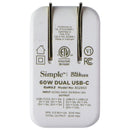 Simple 60W Dual USB-C Wall Charger - White