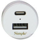 Simple Power Series 20W Dual Port USB-C & USB-A Car Charger - White