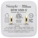 Simple Power Series 30W USB-C Mini Wall Charger - White