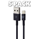 (5 Pack) Combo of (3-Ft) 8-Pin to USB Charging Cables for iPhone/iPad - Blue