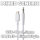 Mixed / Generic USB-C to 3.5mm Auxiliary Adapter Cables - White