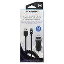 Xtreme Power Dual USB Car Charger with 4-Ft USB-C Coil Cable - Black