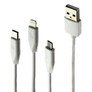 Hoco (1M/3.3-Ft) Rapid 3-in-1 Cable with Micro / USB-C / Lightning 8-Pin - White