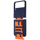 Samsung Silicone Cover with Strap for Galaxy Z Flip3 5G - Navy / Orange