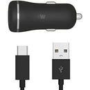Just Wireless Dual USB Port QC3.0 Car Charger w/ 6 Foot USB-C Cable - Black
