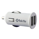 TekYa Universal Dual USB Car Charger (UNICLAP12947) - White