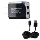 NEM (3.1A) Dual USB Wall Charger/Adapter and 5-Foot (USB-C) Cable - Black