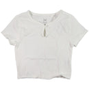 Pacsun Basic Tee with Single-Button Neck for Women - White (Size: XS)