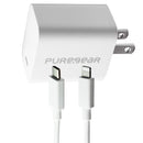 PureGear 20-Watt LightSpeed USB-C Wall Charger with MFi Cable for iPhone - White