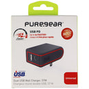 Puregear Universal 57W Dual USB-A and USB-C (PD 2.0) Wall Charger - Gray/Red - PureGear - Simple Cell Shop, Free shipping from Maryland!