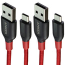 Anker (2 Pack) 6-Ft PowerLine+ USB-C to USB-A Braided Cables - Red/Black - Anker - Simple Cell Shop, Free shipping from Maryland!