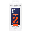 Samsung Silicone Cover with Strap for Samsung Galaxy S22 - Navy/Orange