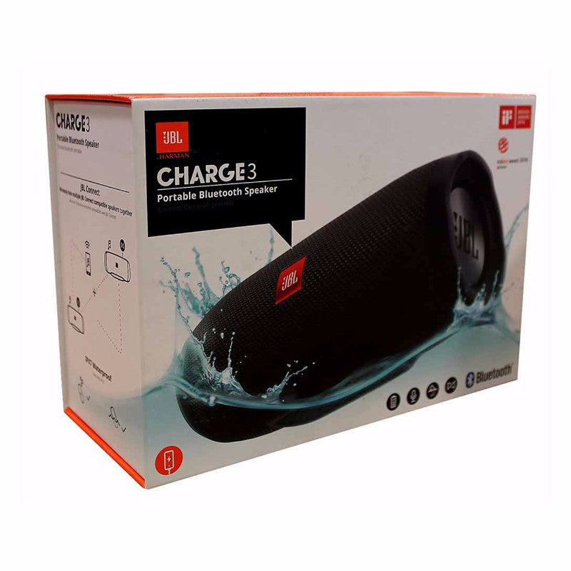 JBL Charge 3 Waterproof Portable Bluetooth Speaker – Black 
