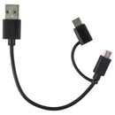 mWorks! Short (6-inch) Dual Tip USB Cable with USB-C and Micro-USB - Black