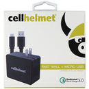 CellHelmet QC 3.0 Fast USB Wall Adapter and Micro-USB Flat Cable - Black - CellHelmet - Simple Cell Shop, Free shipping from Maryland!