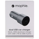 Mophie Dual USB Car Charger 30W USB + USB-C Ports - Silver - Mophie - Simple Cell Shop, Free shipping from Maryland!