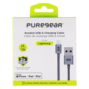 PureGear Braided MFI USB-A Metallic Charge-Sync Cable 4Ft - Silver - PureGear - Simple Cell Shop, Free shipping from Maryland!