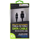 Cellet Heavy Duty Nylon Braided 10ft USB-A to USB-C Data Cable - Black - Cellet - Simple Cell Shop, Free shipping from Maryland!