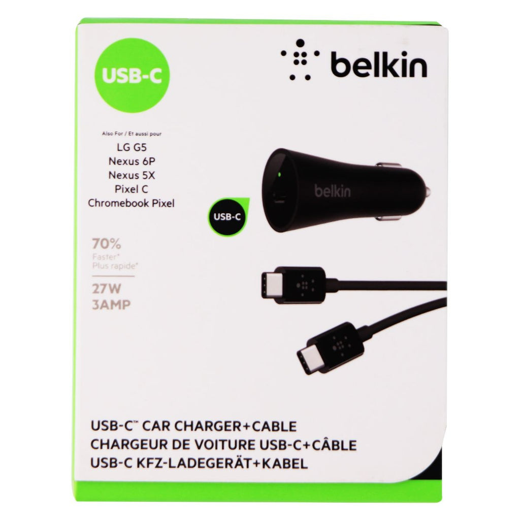 Belkin 27W/3A USBC Car Charger & (USBC to USBC) 4Ft Cable Black