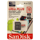 SanDisk Ultra Plus 16GB microSDHC UHS-I Class 10 Card Up to 80MB/s with Adapter - SanDisk - Simple Cell Shop, Free shipping from Maryland!