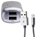 Just Wireless Dual USB AC Adapter w/ 5ft Braided Cable for iPhones - Slate Gray - Just Wireless - Simple Cell Shop, Free shipping from Maryland!