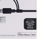 PureGear 4ft Charge-Sync Cable with USB-C, Micro USB, & Apple Adapter - Black - PureGear - Simple Cell Shop, Free shipping from Maryland!