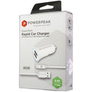 PowerPeak (17W/3.4A) Dual Port Rapid Car Charger & 4-Ft Micro-USB Cable - White - PowerPeak - Simple Cell Shop, Free shipping from Maryland!