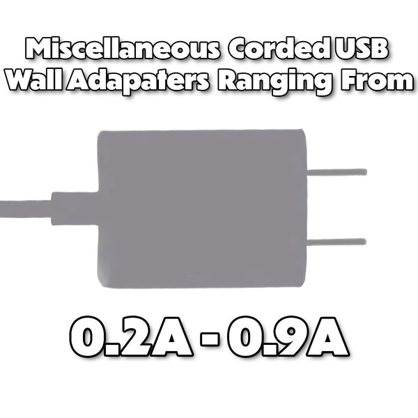 Miscellaneous Generic Corded Micro-USB Wall Charger (0.2A to 0.9A) Output