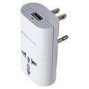 360 Electrical 2 Outlet Adapter 1A USB for US/China/Israel/UK/EU - White