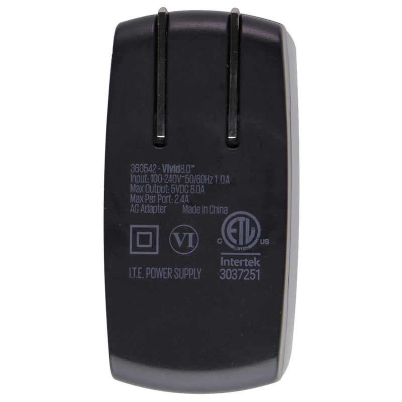 360 Electrical Vivid 8.0 (4-Port) 2.4A USB Wall Charger - Gray/Black (360542)