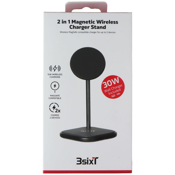 3SIXT 2-in-1 Magnetic Wireless Charger Stand for MagSafe iPhones - Blk (AU Plug)
