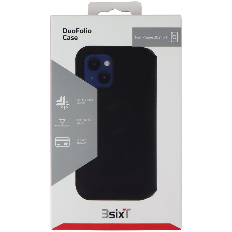 3SIXT DuoFolio Wallet Case for Apple iPhone 13 - Black