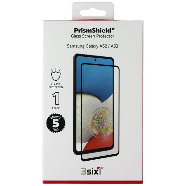 3SIXT PrismShield Glass Screen Protector for Galaxy A52 / A53 - Clear/Black Trim