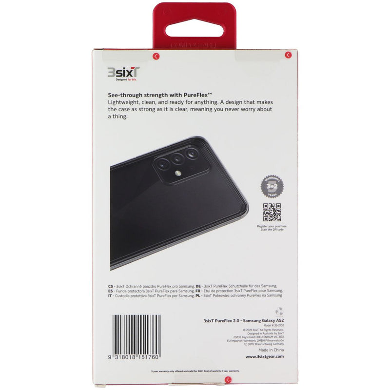 3SixT PureFlex Smartphone Case for Samsung Galaxy A52 - Clear