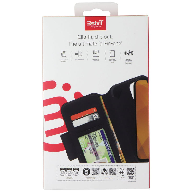 3SIXT DuoFolio Series Fold Wallet Case for Apple iPhone 13 Pro - Black